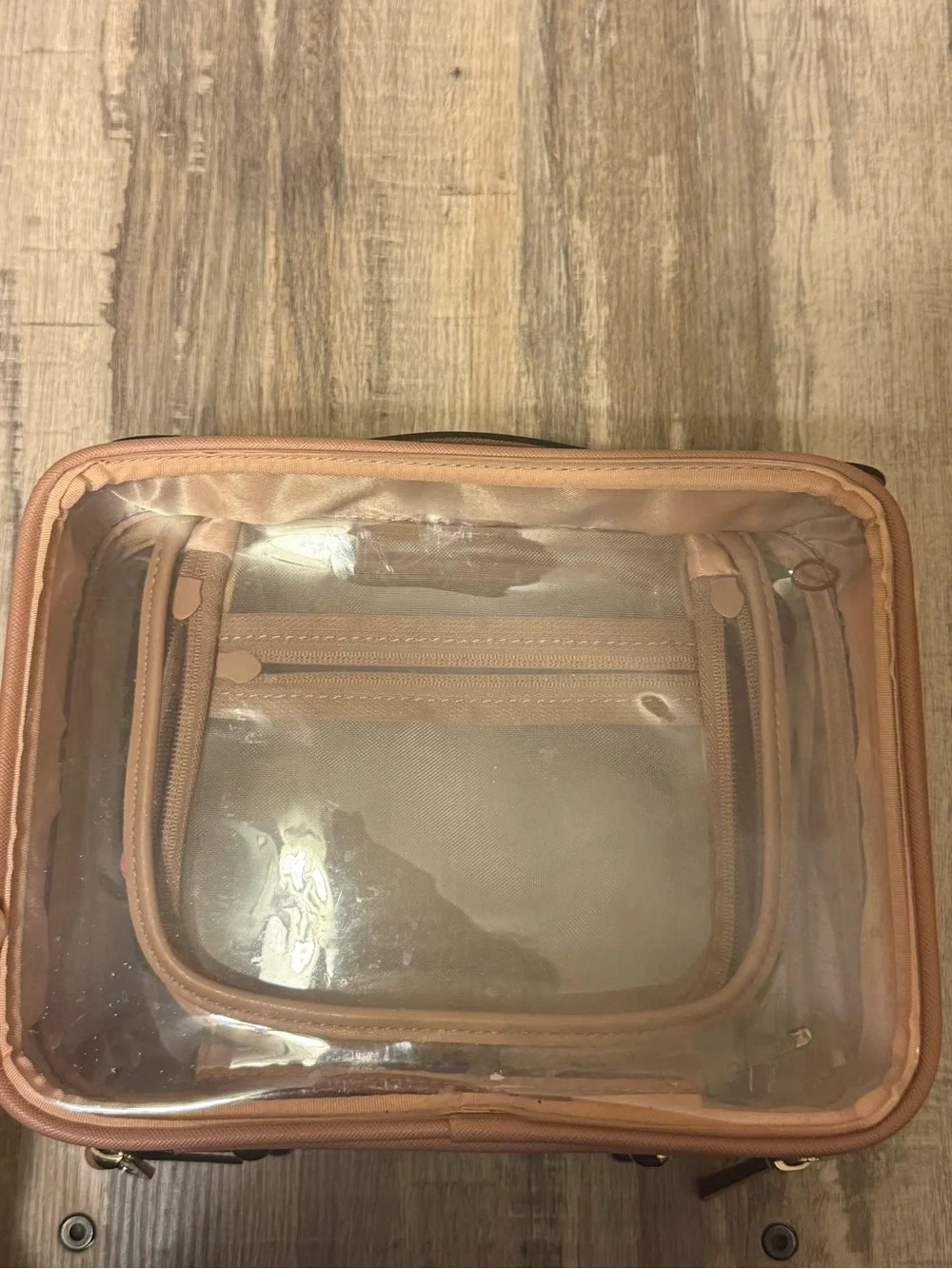 Calpak Clear Cosmetic Travel Case in Tan (Large)